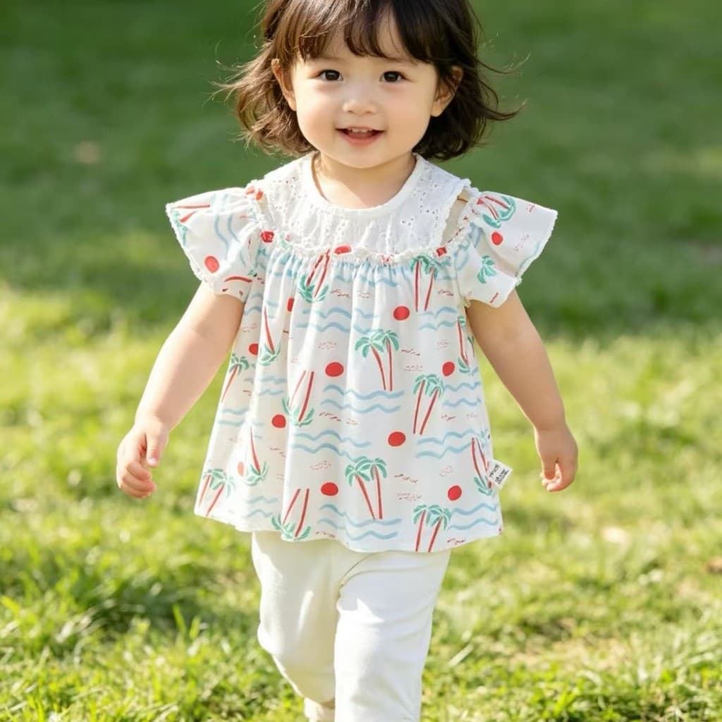 Handoulong verão bebê menina saia terno puro algodão que menina verão estilo fino fora fresco terno de duas peças roupas