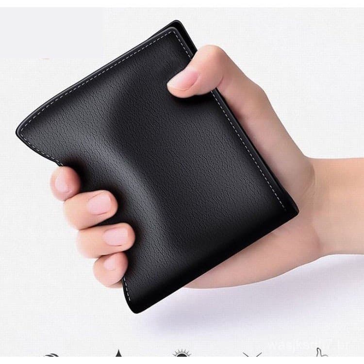 ​     Carteira Masculina Ultra-Fina - Porta-Cartões de Visita Slim com Compartimento para Moedas