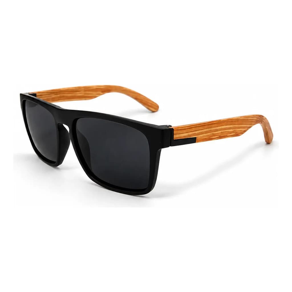 Óculos De Sol Masculino Preto Armação Com Hastes De Bambu
