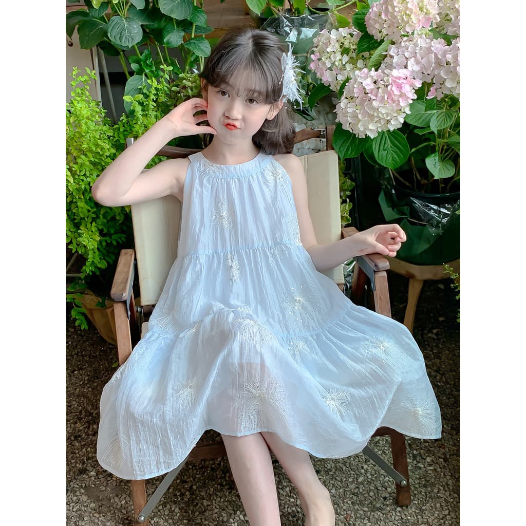 Meninas vestido de verão 2026 novo estilo moda roupas infantis meninas verão estilingue vestido de princesa saia infanti