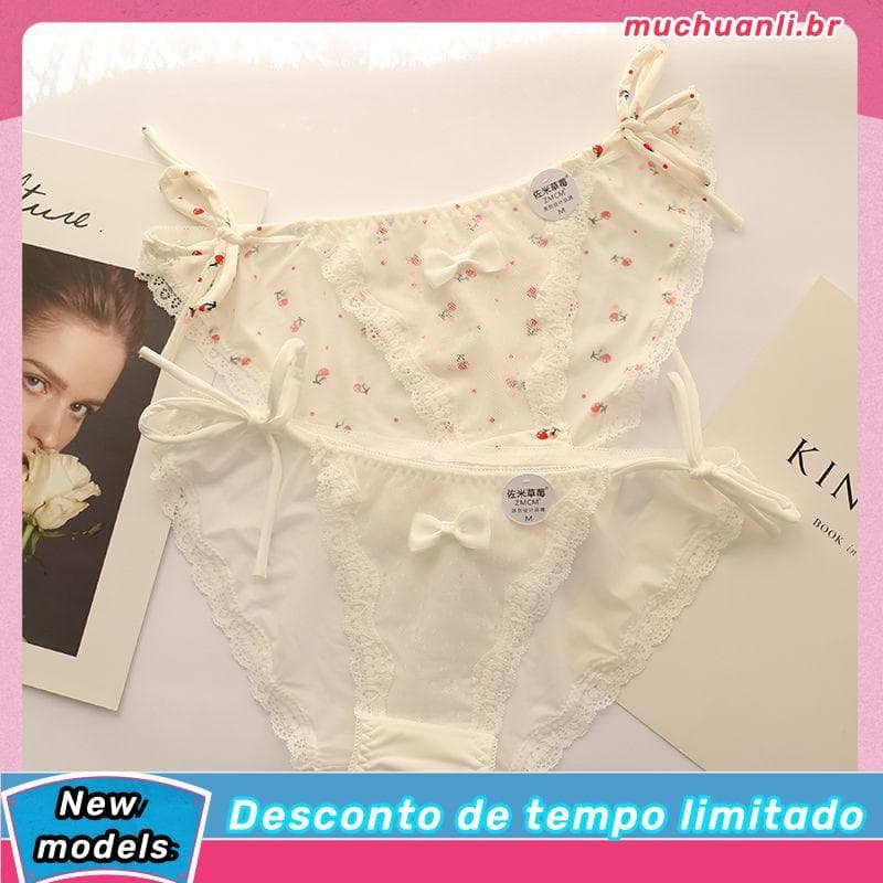 Cuecas de seda gelo respirável de secagem rápida senhoras estilo fino meninas estilo versão coreana estudante renda gaze