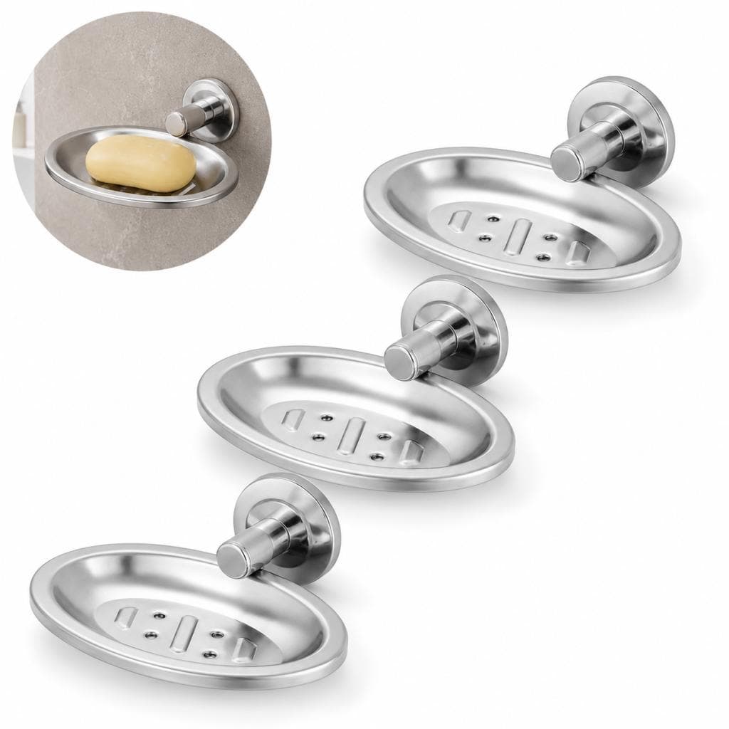 Saboneteira De Parede Veneza Kit 3 Aço Inox Alumínio Acabamento Brilhante