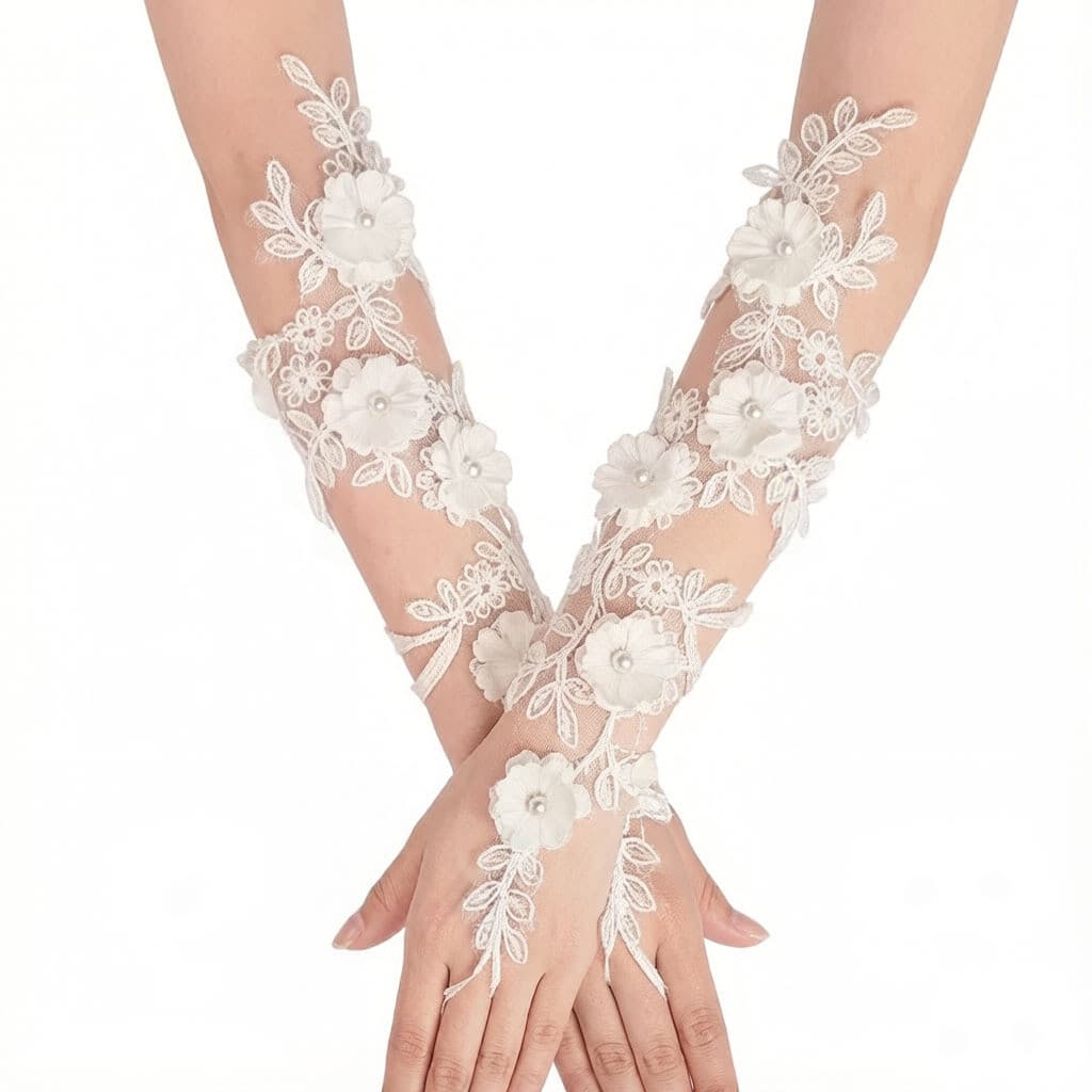 Flor laço gancho dedo manga flor casamento estilo princesa adequado para cos festa de casamento