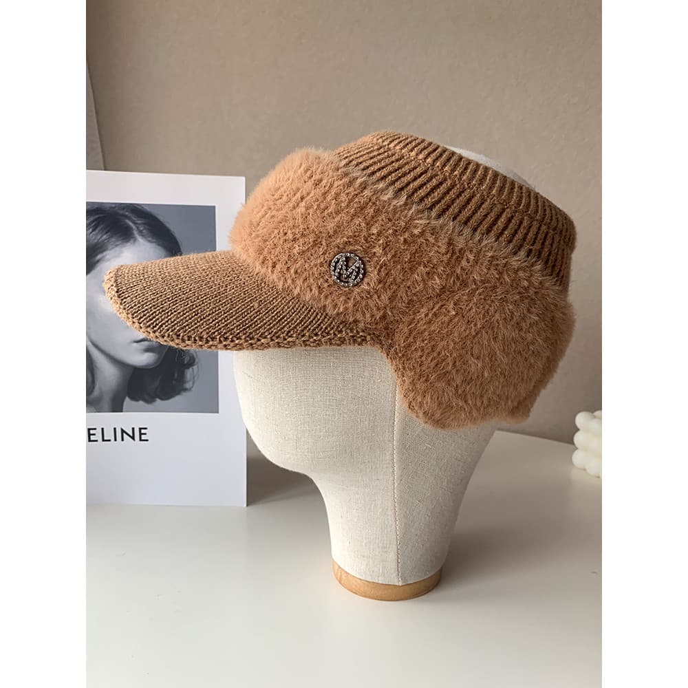 Coreano coreano chapéu feminino inverno ciclismo malha proteção de orelha boné moda All-Match engrossado quente vazio su
