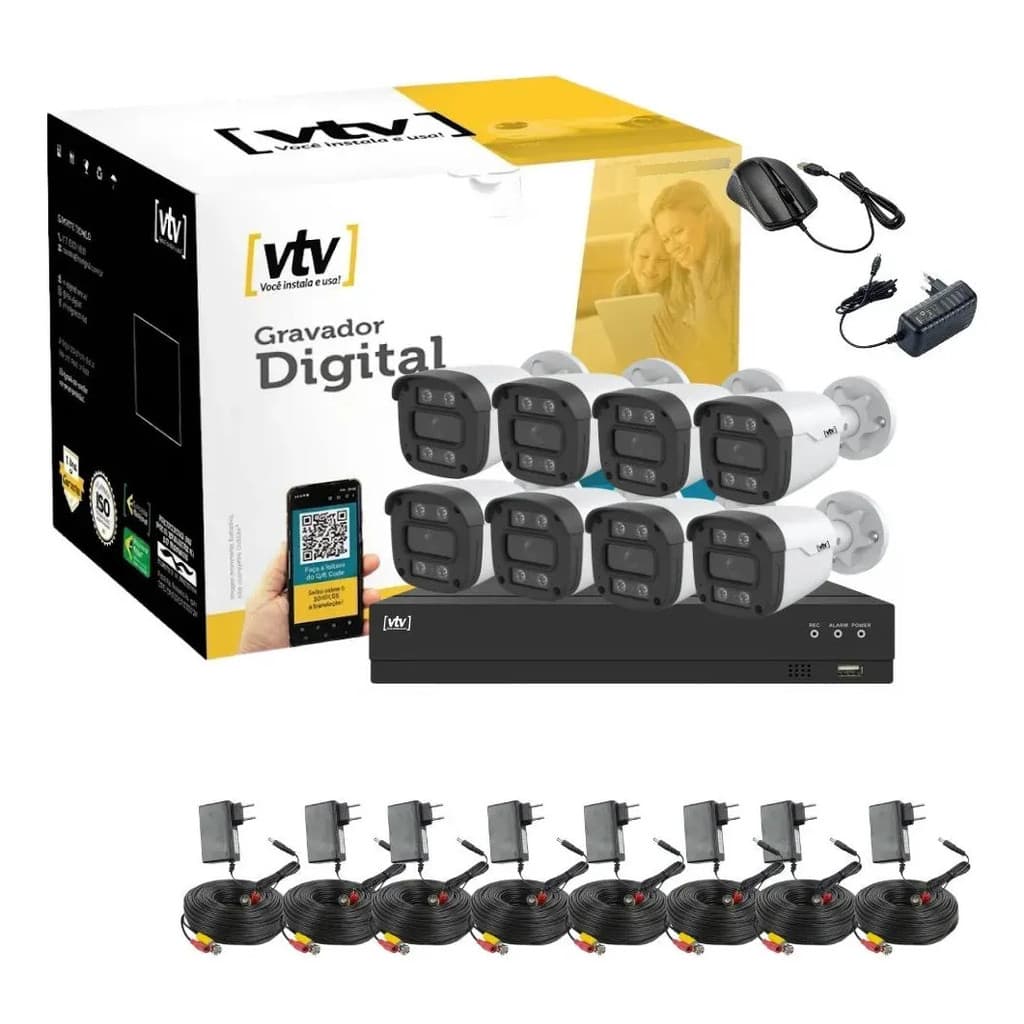 Kit Dvr 1080p 8ch + 8 Bullet Full Color Dcr-e: 2024/115