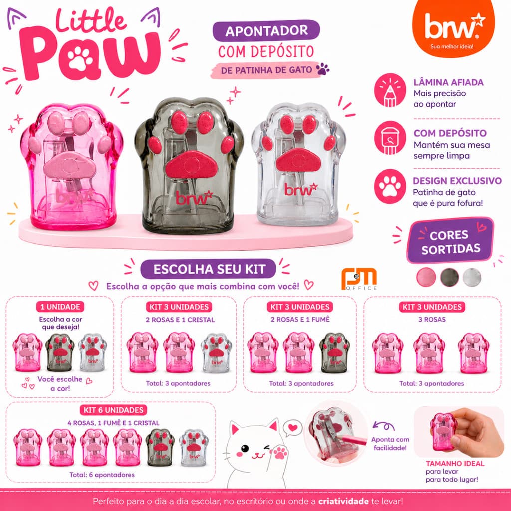 Apontador Patinha de Gato Little Paw com Depósito – BRW