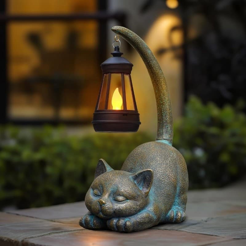 Luz Solar Para Estátua De Jardim De Animais-Ornamento De Gramado De Resina À Prova D'água Com Brilho Noturno Automático