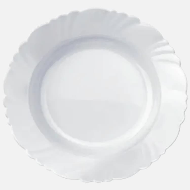 Prato Fundo Pétala Nadir 23,5 cm em Vidro Opaline Branco - Kit com 12 Unidades