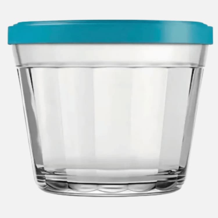 Tigela Americano 1 L em Vidro Transparente com Tampa Colorida - Kit com 6 Unidades