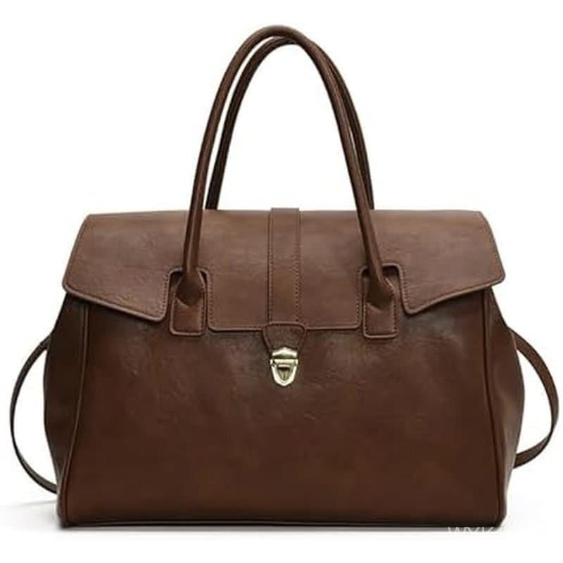 Bolsa Tote de Grande Capacidade da n's - Bolsa de Mão com Alça Superior em Couro Curtido Vegetal, Bolsa de Trabalho Leve