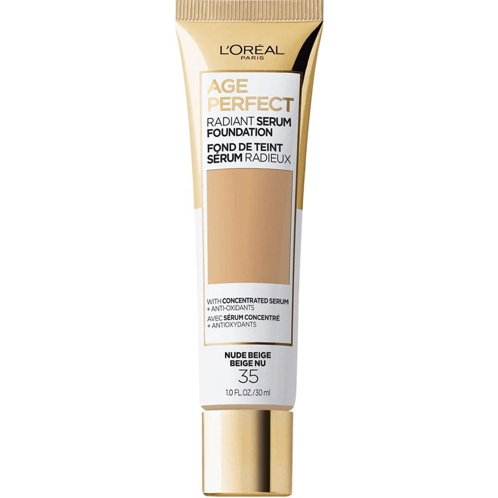 L'Oréal Paris Age Perfect Radiant Serum Foundation com FPS 50, Nude Beige, 1 Onça