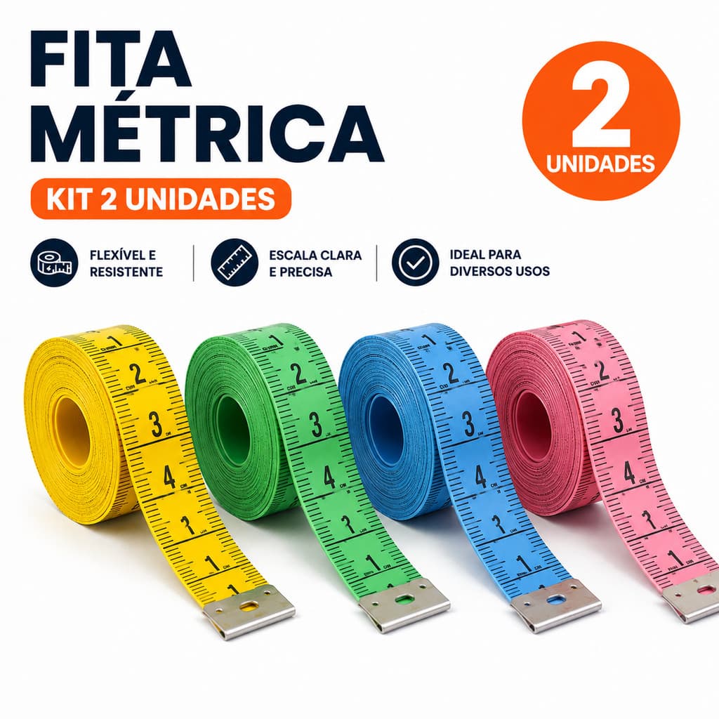 Kit 2 Fitas Métricas Corporal 150cm Costura Alfaiate Medição Cores Variadas