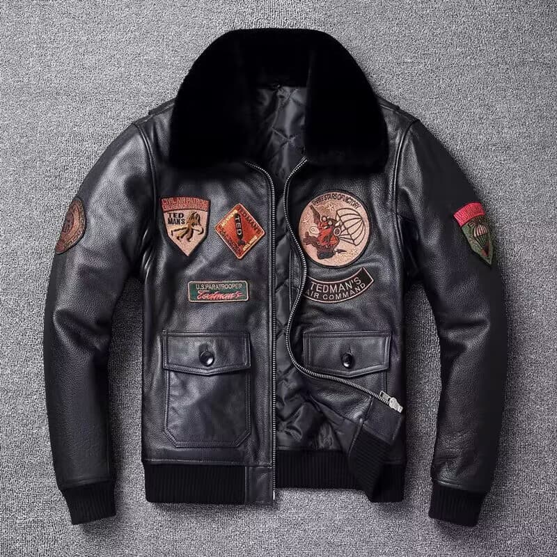Estilo de inverno algodão primeira camada jaqueta de couro genuíno masculino curto vôo terno tamanho grande gola pele ja