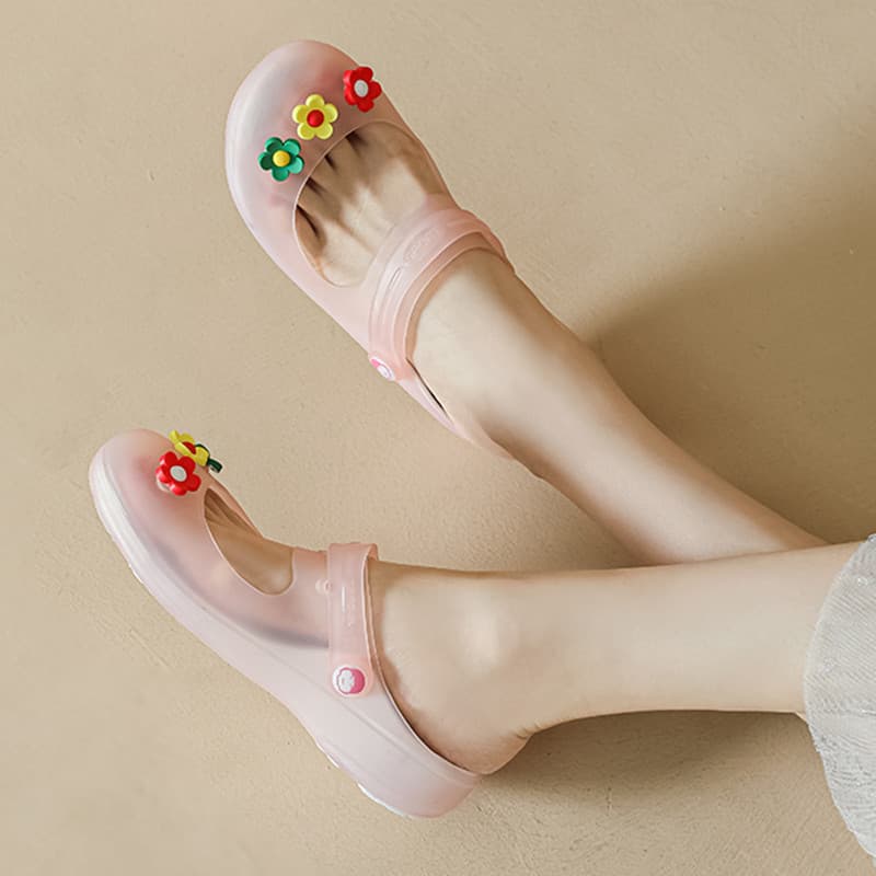 Buraco sapatos femininos sandálias verão novo estilo geléia enfermeira mãe chinelos planos ins Mary Jane Baotou sapatos