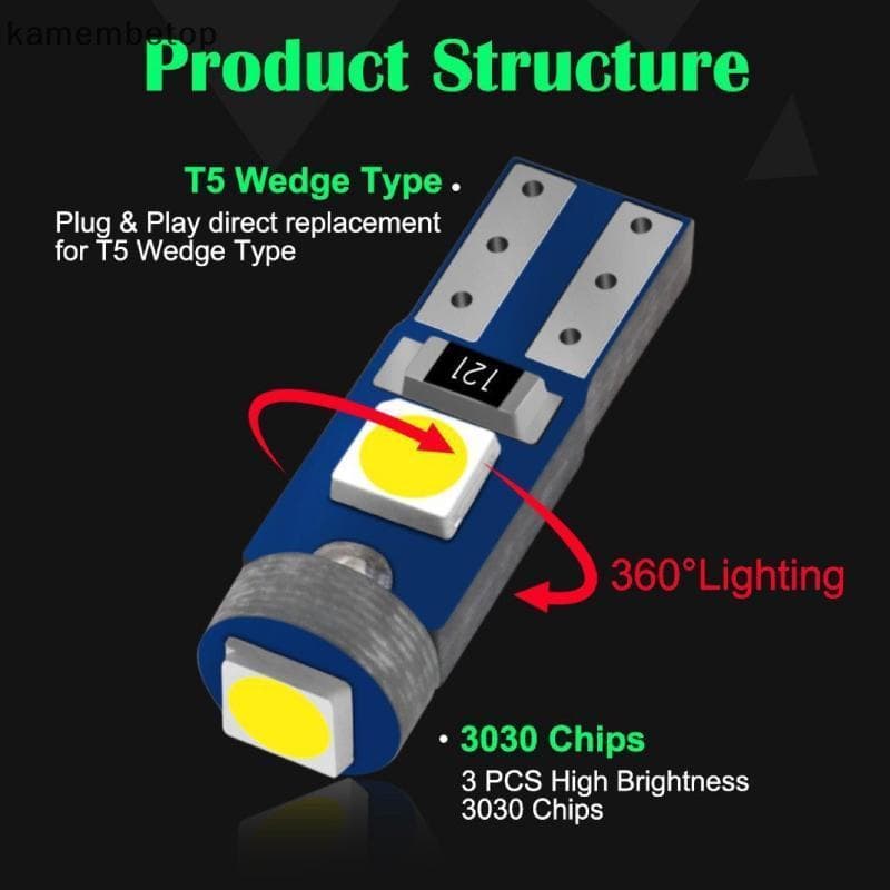10 Pçs T5 3030 3SMD Lâmpada LED Luz Interior Do Carro Alto Brilho Painel Indicador De Aquecimento Cunha Lâmpadas Instrum