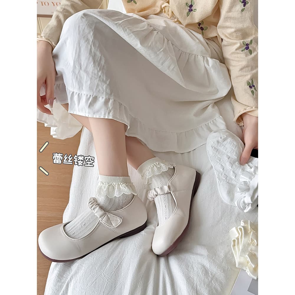 Verão cor sólida rendas menina meias femininas estilo fino oco malha meados de tubo meias estilo Preppy japonês puro alg