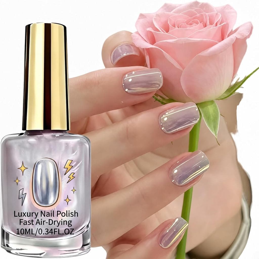 Reforçador de Unhas com Efeito Espelhado Brilhante Lilás, Esmalte de Luxo de Secagem Rápida, Esmalte Brilhante de Secage