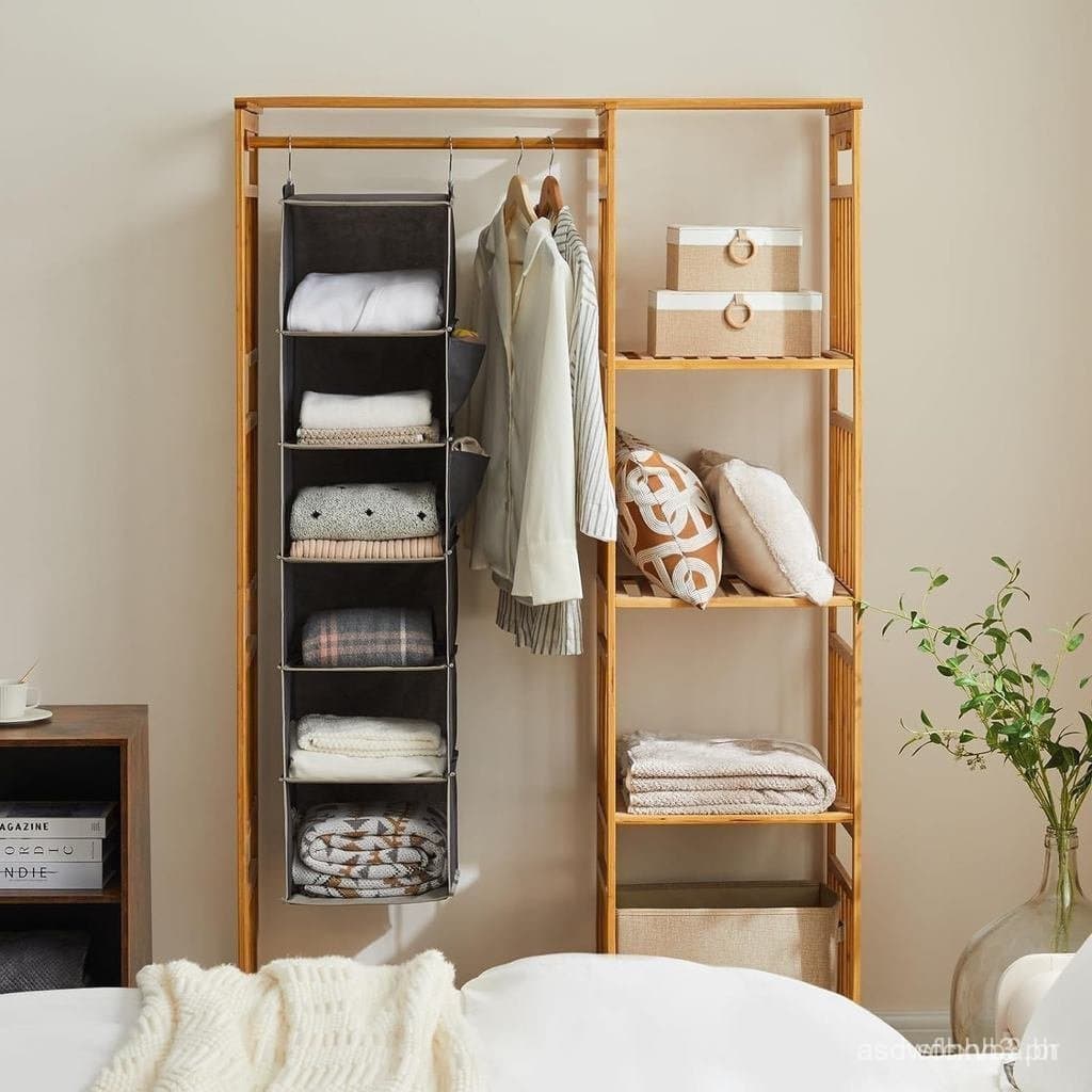 YOUDENOVA Prateleira de armazenamento para guarda-roupa montada na parede, 6 prateleiras de armazenamento montadas na pa