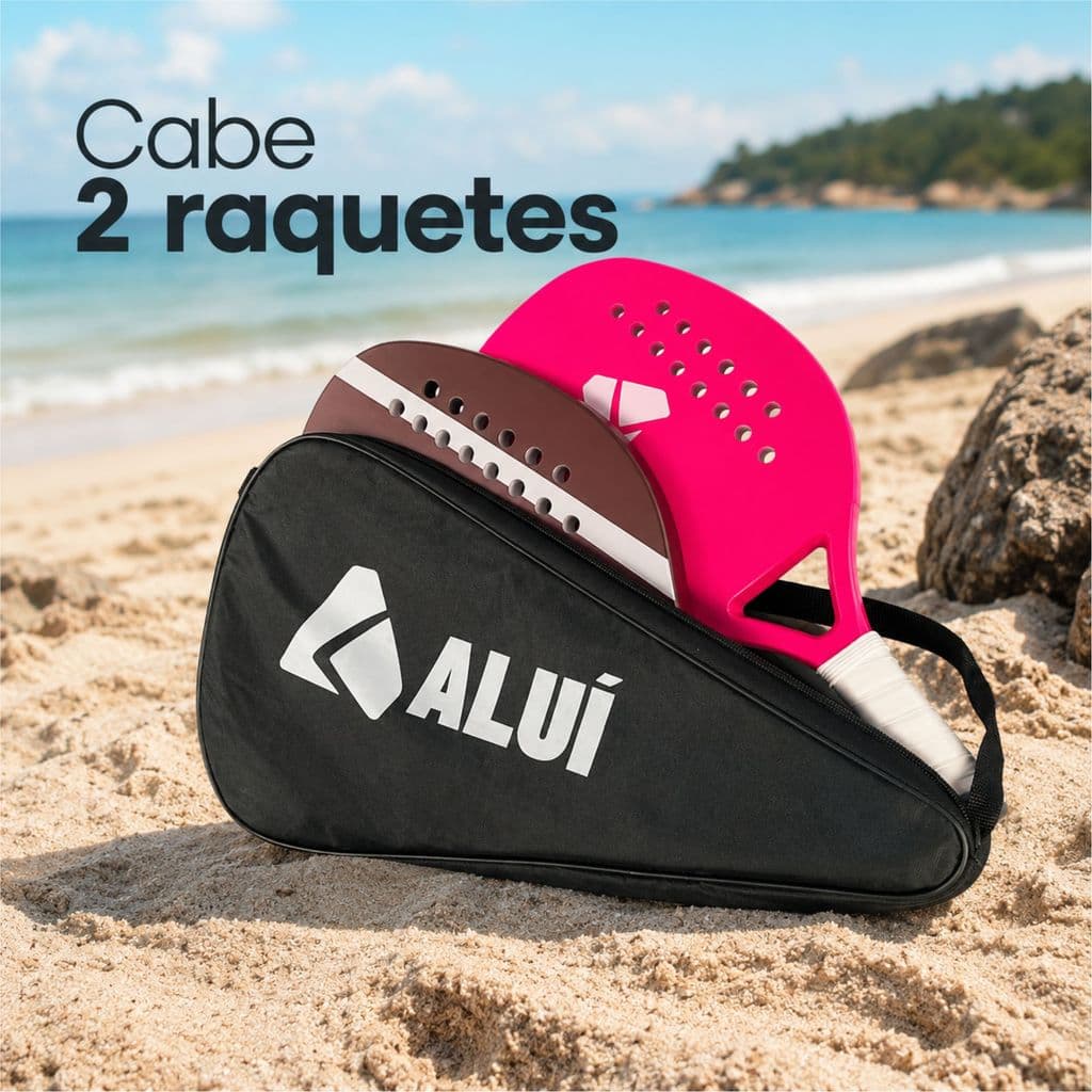 Alui Capa Com Alça P/ Cabe 2 Raquetes De Beach Tennis Pádel Preto