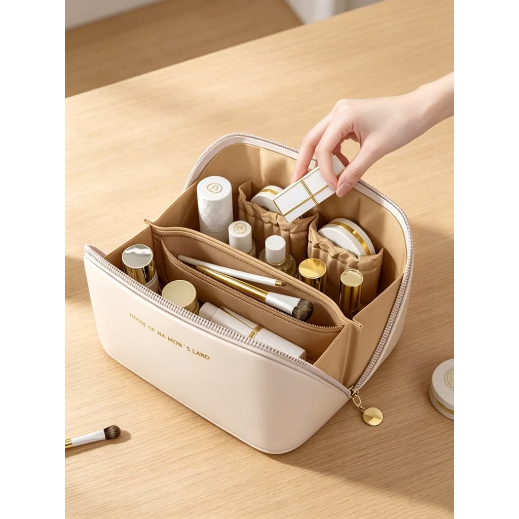Bolsa cosmética portátil feminina 2026 novo estilo grande capacidade viagem de negócios portátil produtos de higiene pes