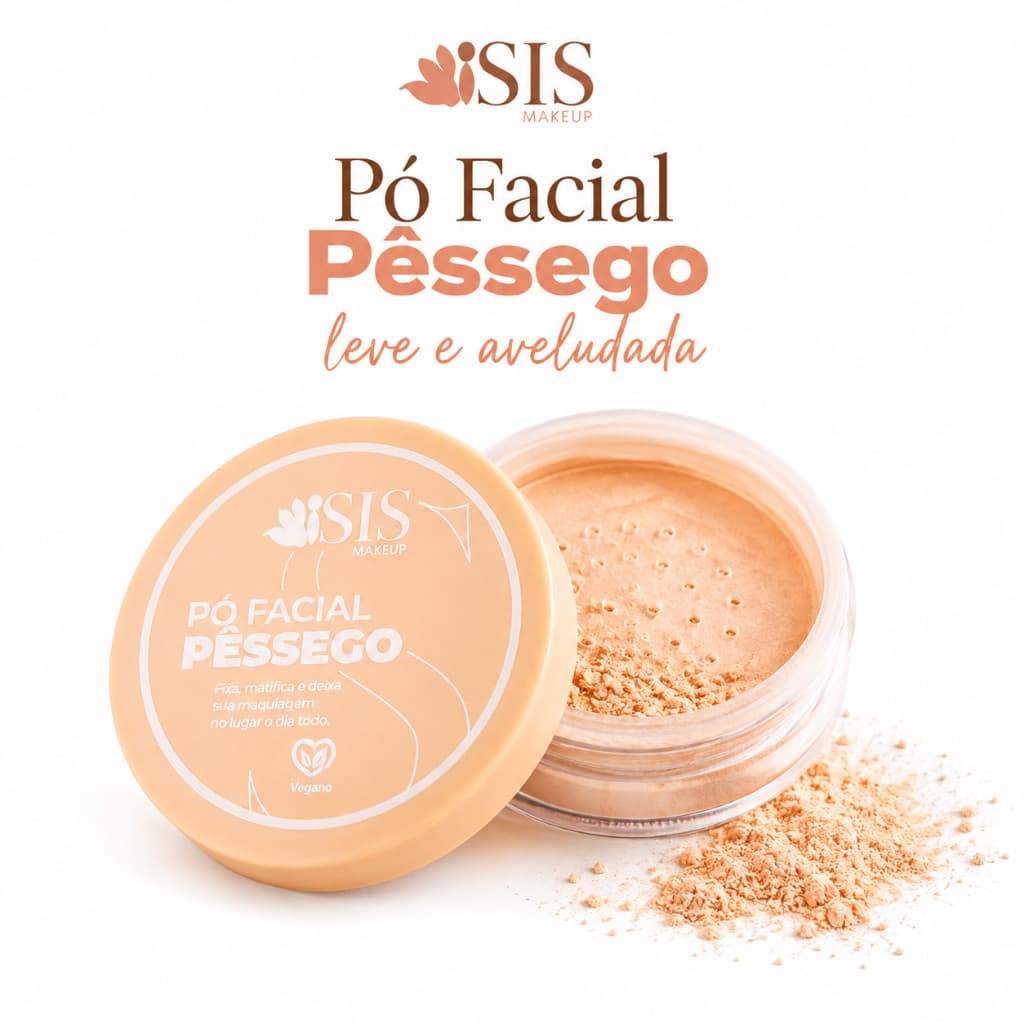 Pó Facial Pêssego SIS Makeup Textura Ultrafina Efeito Matte para Finalização da Maquiagem 1 Unidade