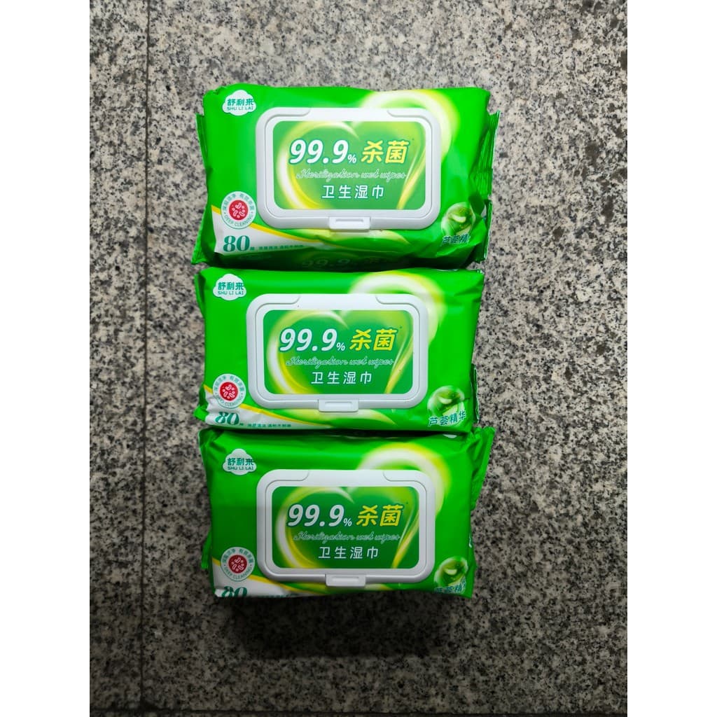 3 pacotes de toalhetes sanitários Shuliai Aloe Vera, 80 peças, esterilização, desinfecção, pacote acessível doméstico, l