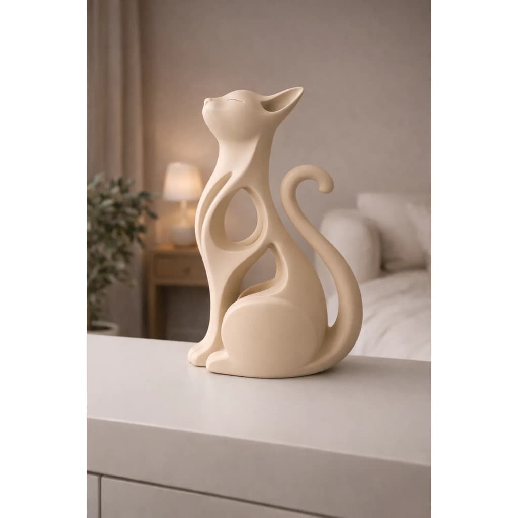Escultura Decorativa Gato Minimalista Moderno 20cm