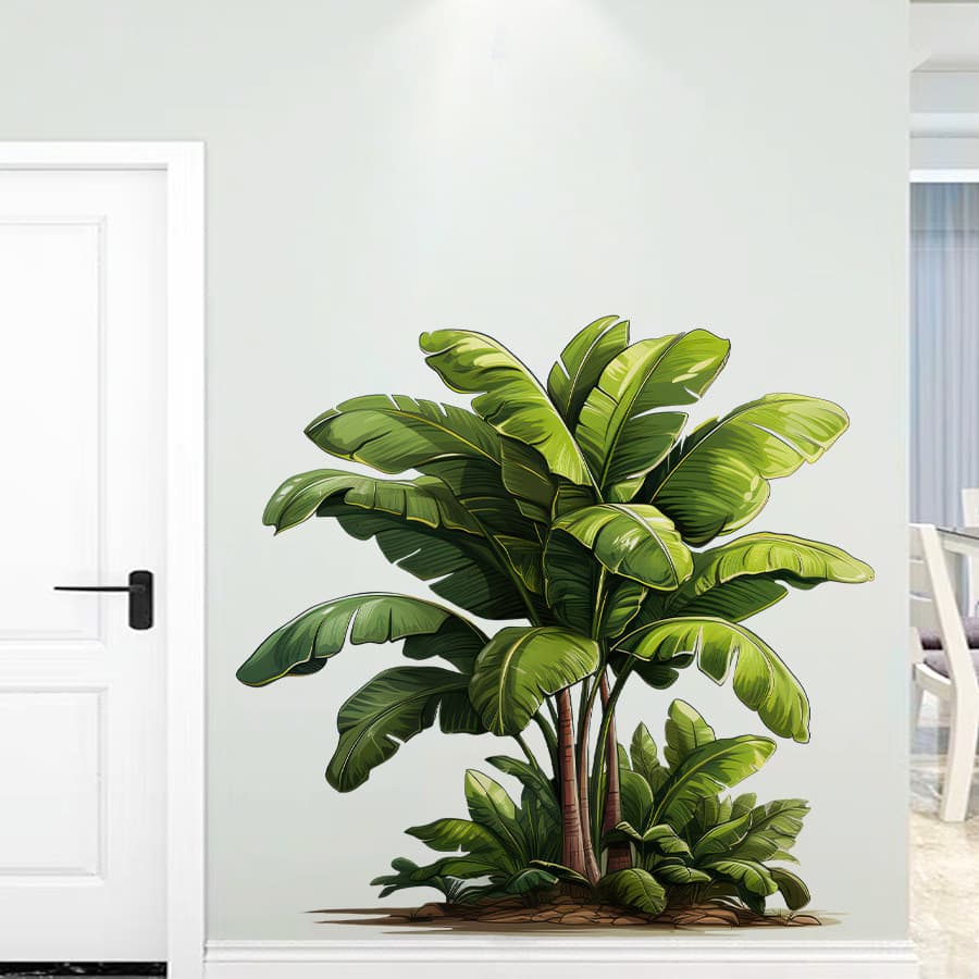 Adesivos de parede Plantain árvore simulação embelezamento auto-adesivo adesivos de parede planta verde adesivos decorat