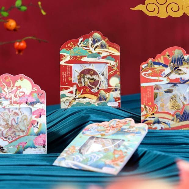 Chaohua Ci ano-Old antigo dourado adesivo pacote criativo estilo chinês manual Material colagem adesivos diário álbum de