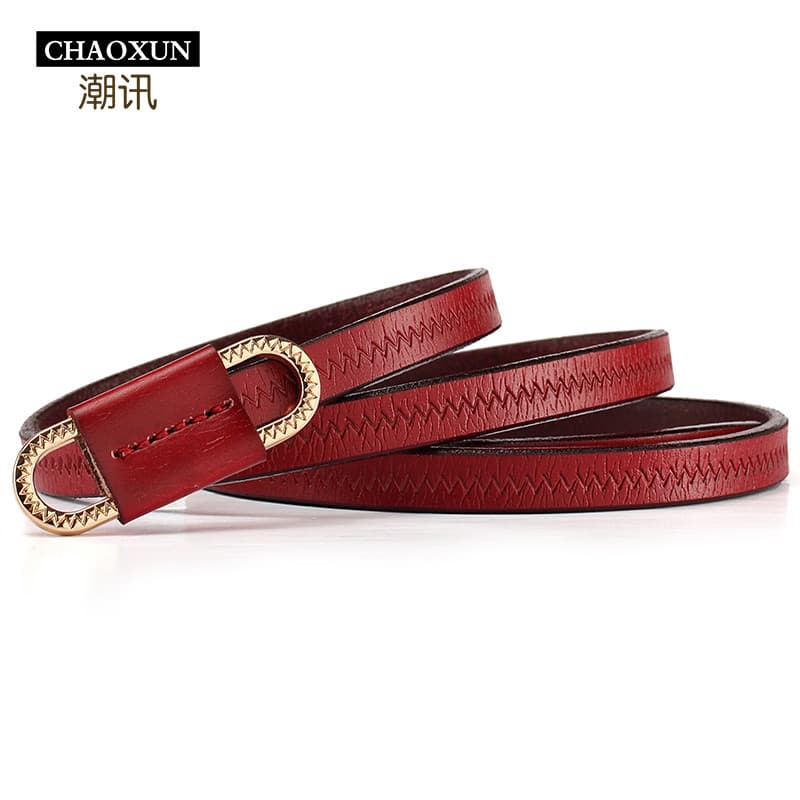 Cinto vermelho feminino decorativo combinando saia camisola camisa All-Match casaco moda couro genuíno puro senhoras cin