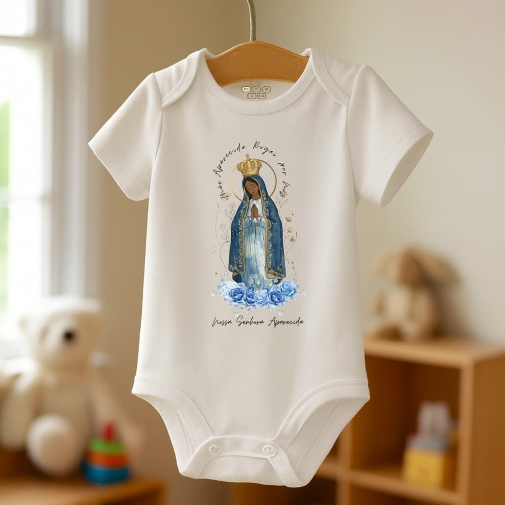 Body Roupa Bebê Católico Infantil Criança Religioso Nossa Senhora Acutis Santa Rita Santa Terezinha