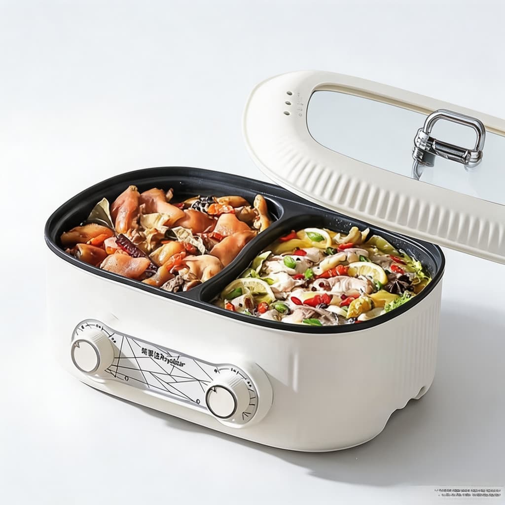 6L Forro Duplo Panela Quente Elétrica Grande Capacidade Antiaderente Frigideira Multi-Função Ferramentas De Cozinha