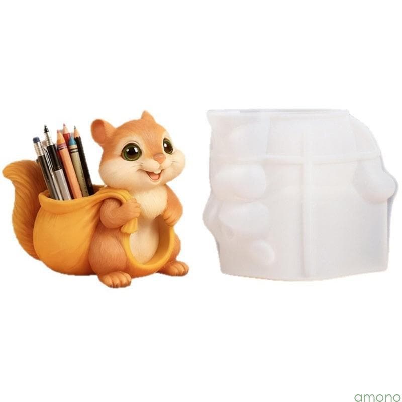 Amon Moldes Detalhados Silicone Para Artesanato, Recipientes, Plantador Formato Esquilo