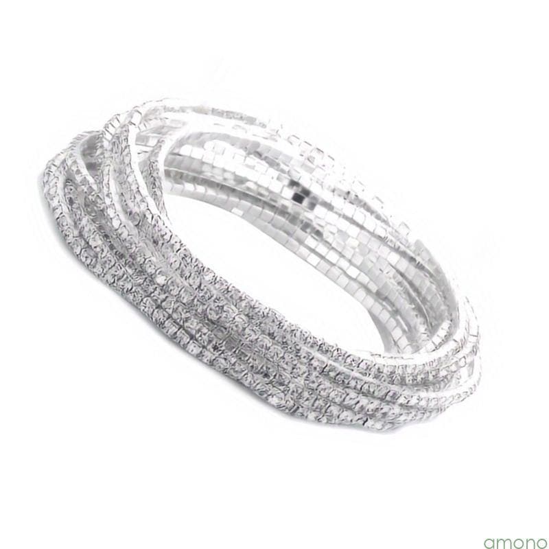 Amon 12 Peças Pulseiras Elásticas Strass Da, Cristais Prata Práticos, Acessórios Joias Para