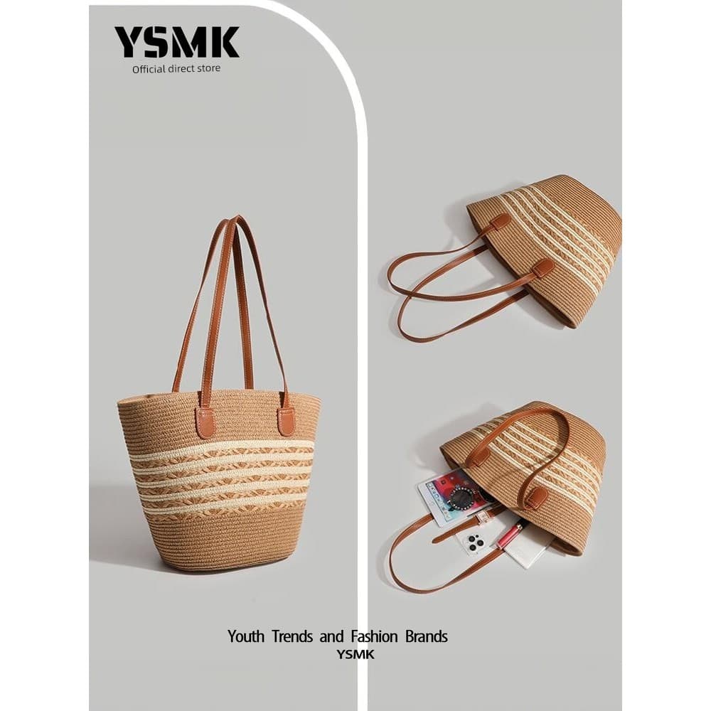 bolsa feminina bolsa transversal feminino YSMK bolsa feminina de verão, bolsa de palha francesa, férias à beira-mar, pra
