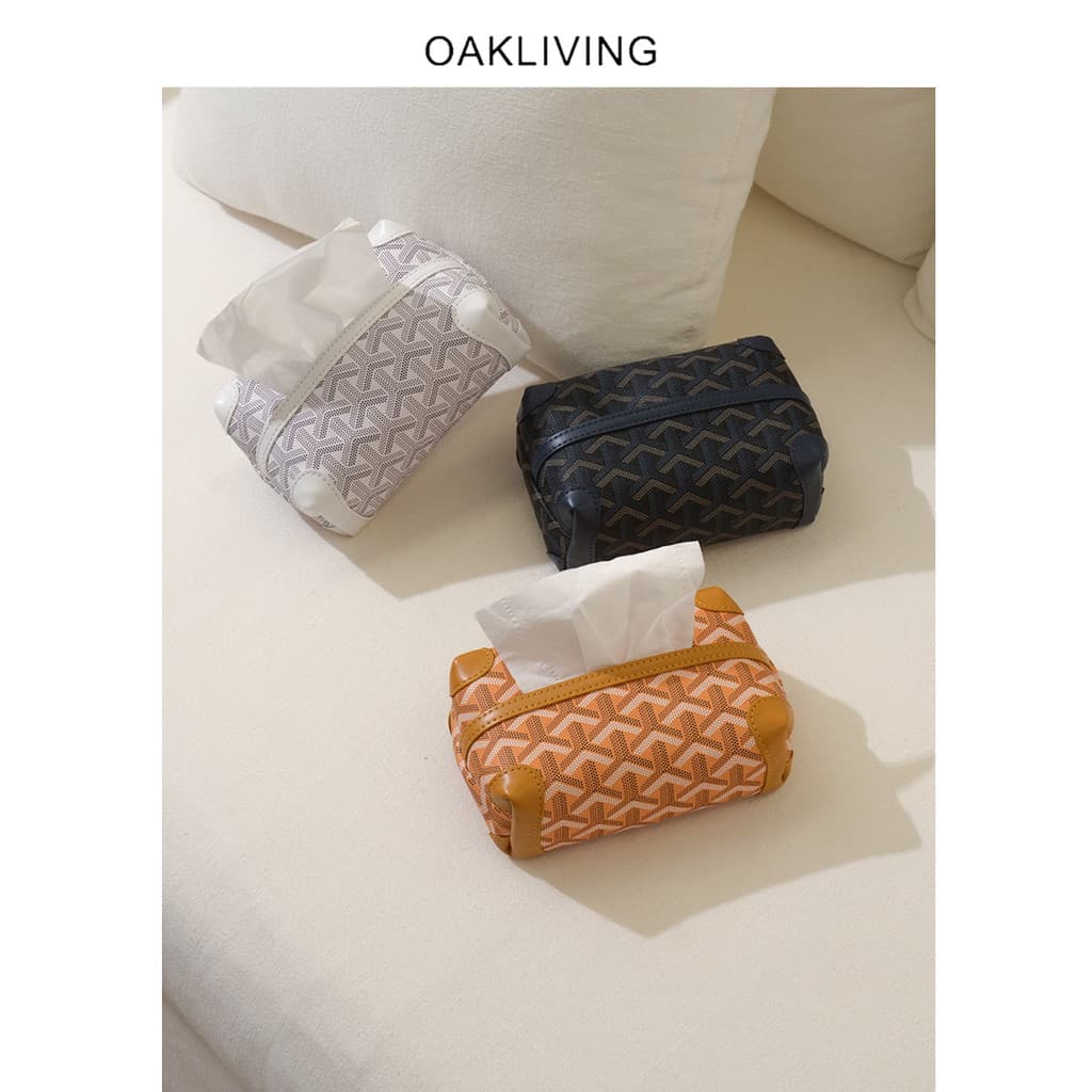 Oakliving moda presbiopia caixa de tecido couro forma geométrica sala estar quarto embreagem armazenamento caixa armazen