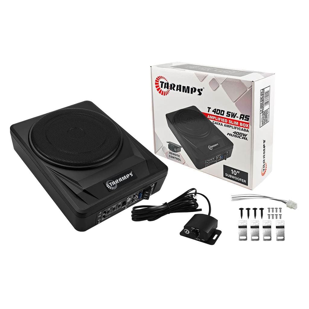 CAIXA DE SOM T 400 SW-AS SLIM PARA SOM AUTOMOTIVO COM SUBWOOFER ATIVO 10 POLEGADAS 200 WATTS RMS