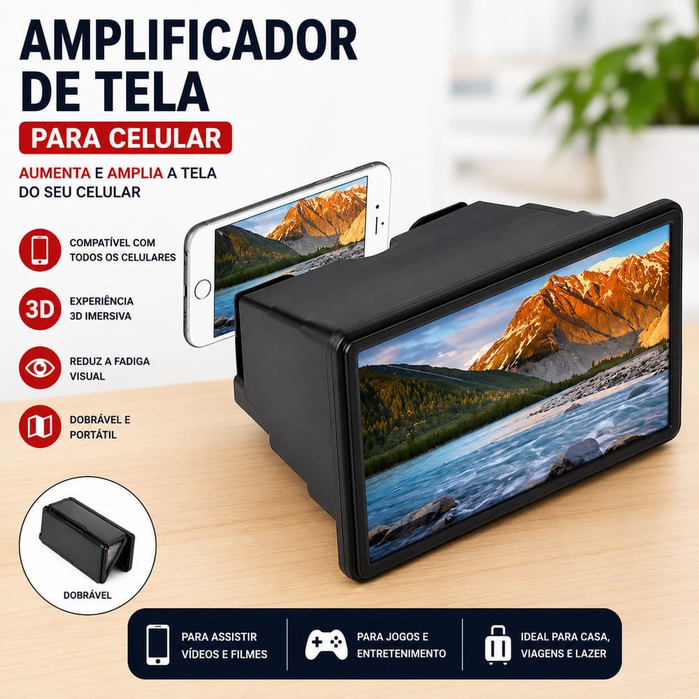 Ampliadora Lente De Aumento Tela 3d Suporte Tablet Zoom Celular