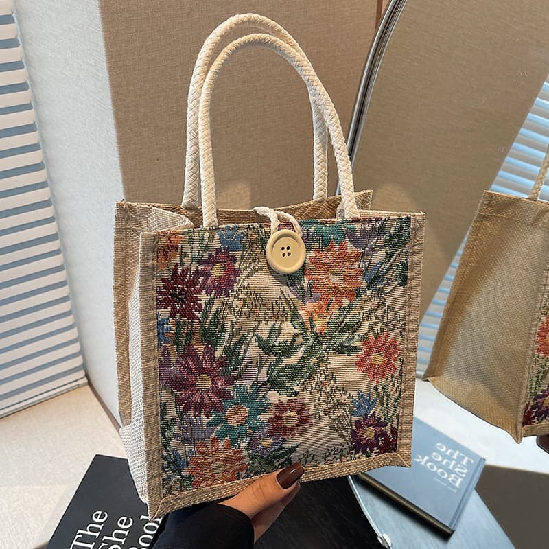 Ins linho moda feminina Cross-Border atacado único saco de ombro novo estilo Bento Outing lancheira bolsa 2025 ombro