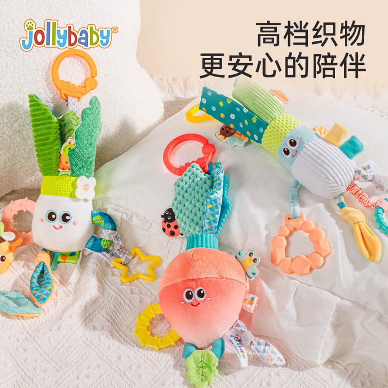 Jollybaby boneca vegetal carrinho de bebê brinquedo pingente cabeceira chocalho assento de segurança carrinho de bebê ca