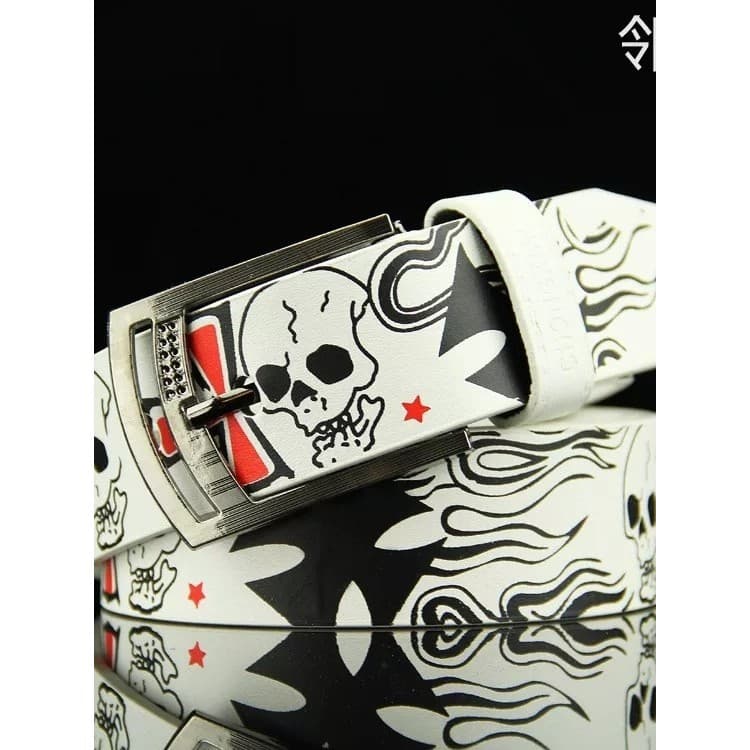 Cinto masculino Design sentido nicho novo estilo crânio cinto masculino feminino decorativo juventude lona Jeans cinto