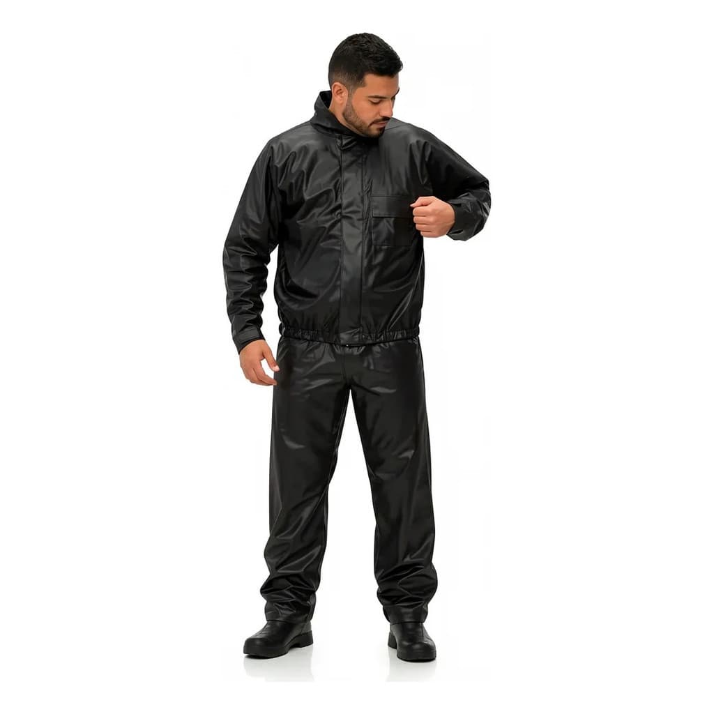 Traje Capa De Chuva Motoqueiro Pvc Pantaneiro  Moto Preto TAMANHO: Xg