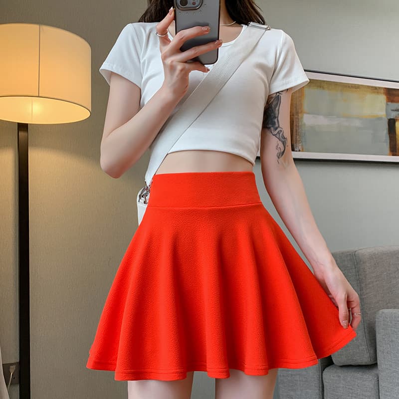 Saia curta novo estilo roupas femininas Plus Size saia feminina Anti-reflexo versão coreana elástica cintura alta saia d