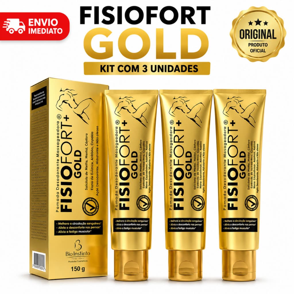 Kit 3 Pomadas Fisiofort Gold 150g Bio Instinto - Alívio para desconforto muscular