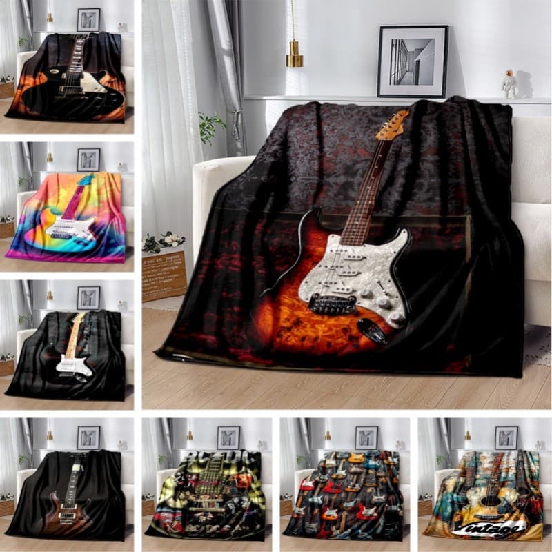 Guitarra Personalizada Halloween Lance Cobertor Elétrica Música Flanela Personalizado Presente Do Feriado Para Crianças
