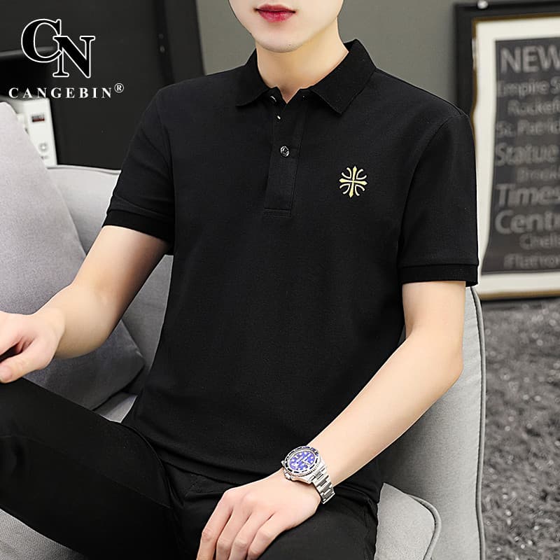 Camiseta polo de manga curta masculina verão 2025 novo estilo gelo mercerizado algodão puro High-End marca colarinho na