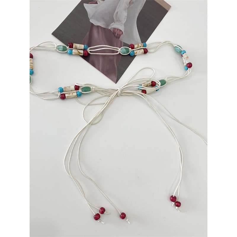 Feminino simples All-Match cinto fino atado corda trançado decorativo combinando saia cinta bege cinto