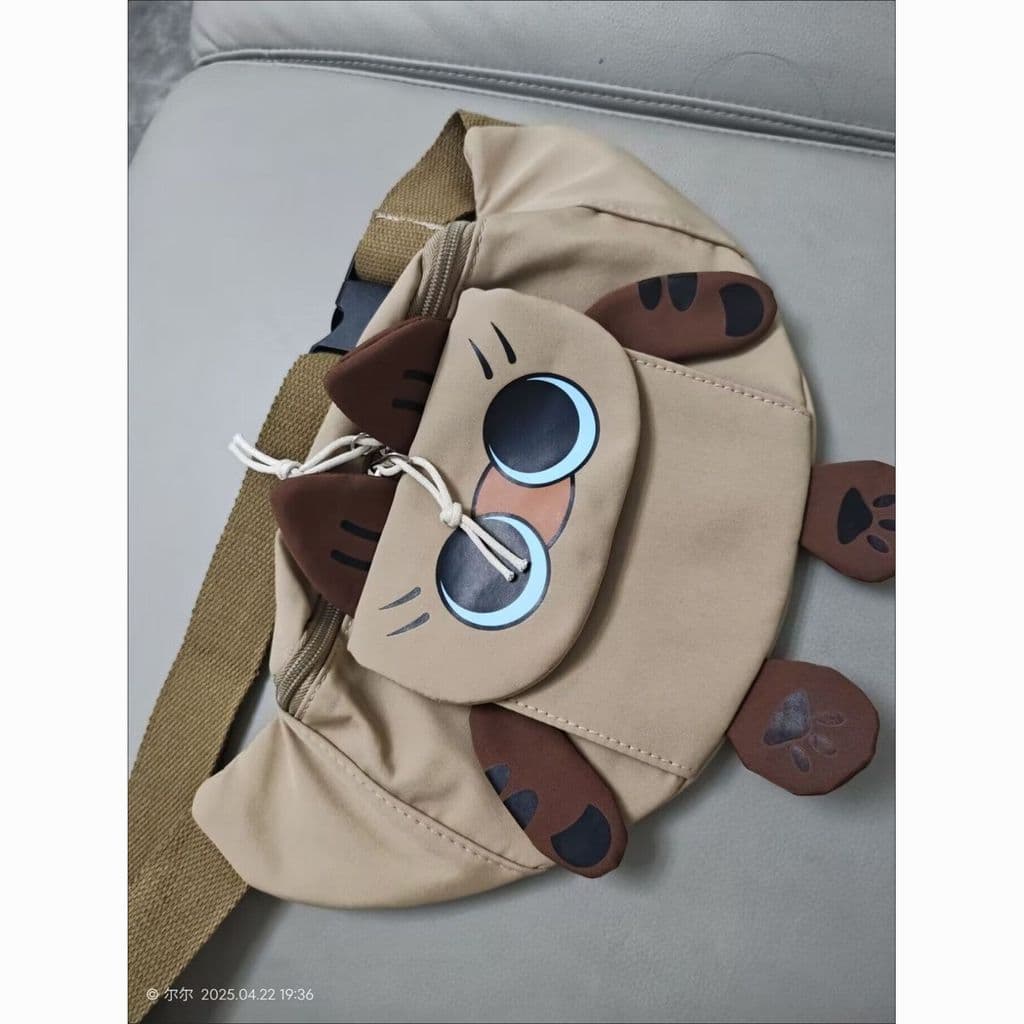 Bonito gatinho mensageiro saco feminino Casual All-Match dos desenhos animados engraçado náilon lona saco de peito estud