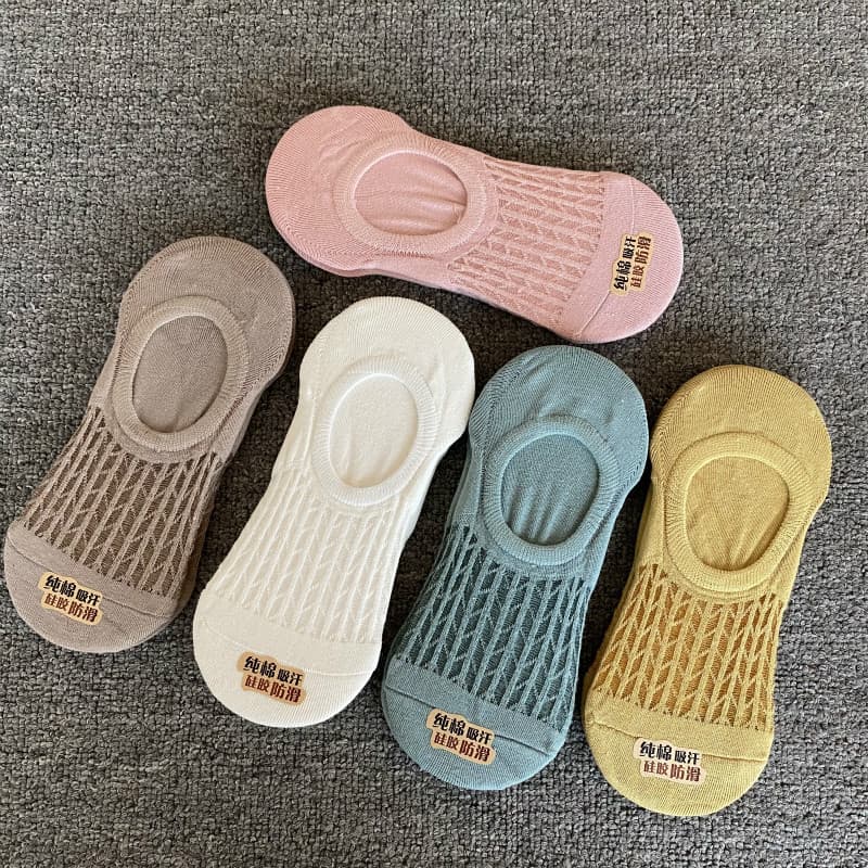 10 pares 25 Yuan verão novo estilo senhoras meias invisíveis mulheres meias de ar condicionado invisível cor sólida algo
