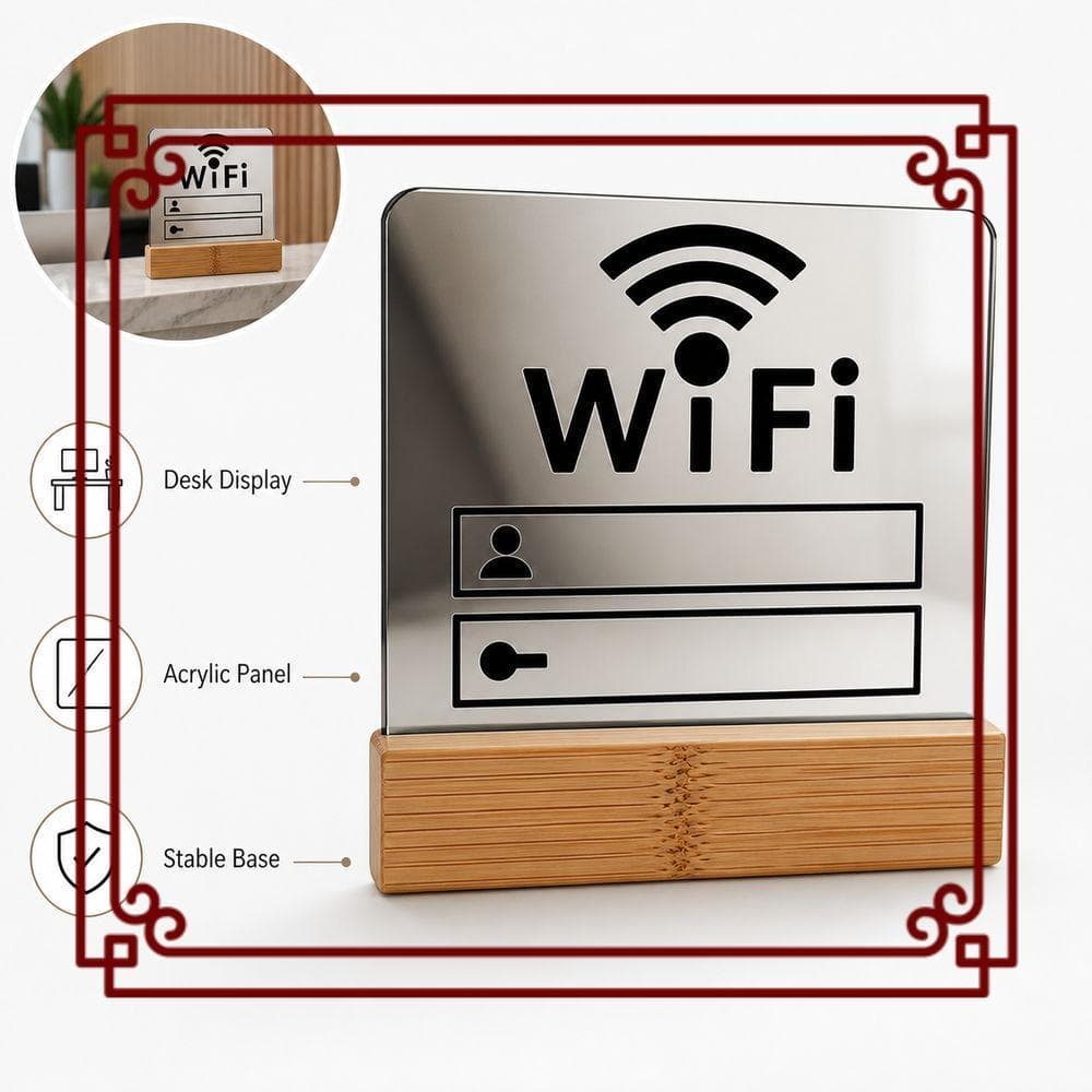 Sinal Wi-Fi De Espelho Acrílico , Estrutura Autônoma , Estilo Moderno , De Exibição De Senha ,
